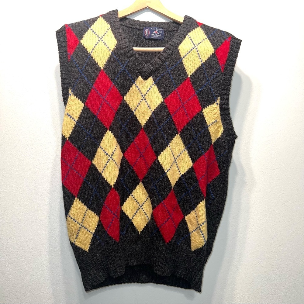 Vintage Kenneth Gordon LADY AVON SCOTTISH Shetland Wool Sweater Vest Size Large
